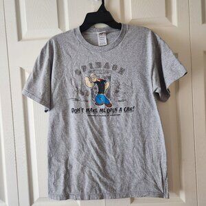 Vintage Universal Studios Popeye Graphic T-Shirt Gray Adult M "Dont Make Me Open